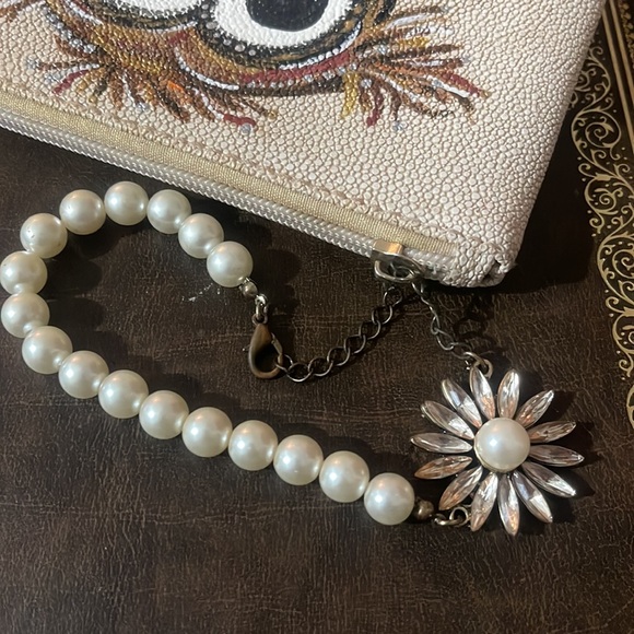 Hand Painted Upcycled Owl Detachable Custom Bracelet Wristlet - Picture 7 of 9